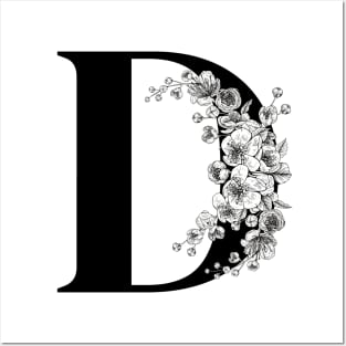 D alphabet Botanical cherry blossom sakura flowers Posters and Art